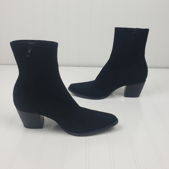 Vince. Hayek black suede block heel sock booties - Picture 5 of 13